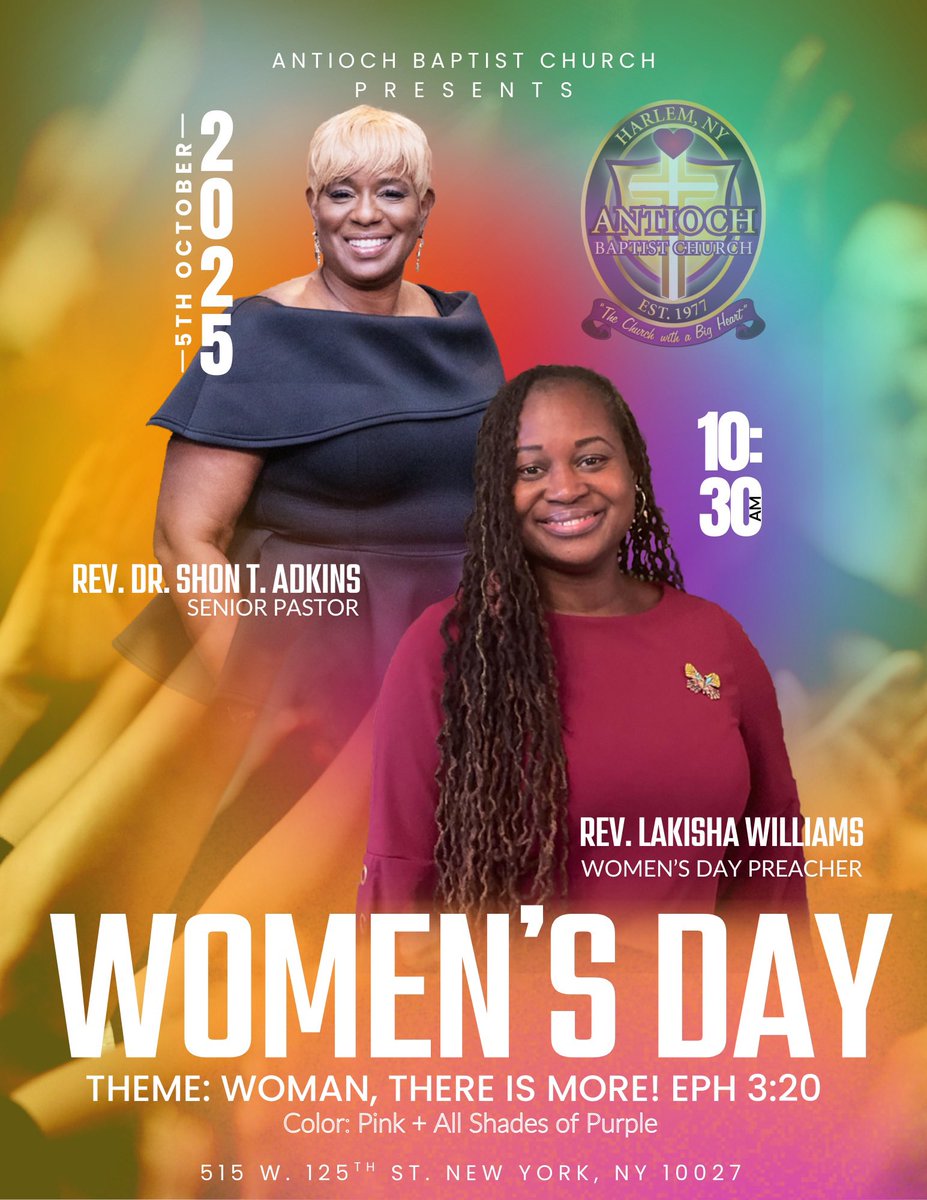 Meet me this Sunday @ 10:30am @ Antioch’s Baptist Church for Women’s Day 💜🩷
