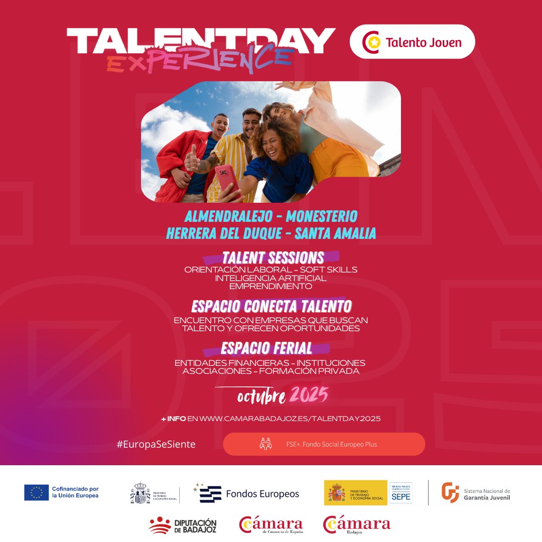 📢📢📢 #NOTICIA

#TalentDayExperience: Ferias que conectan talento y oportunidades en la provincia de Badajoz 🎯

 hoy.es/content-local/…

#TalentoJoven #FondosEuropeosEspaña #EuropaSeSiente #FondoSocialEuropeoPlus