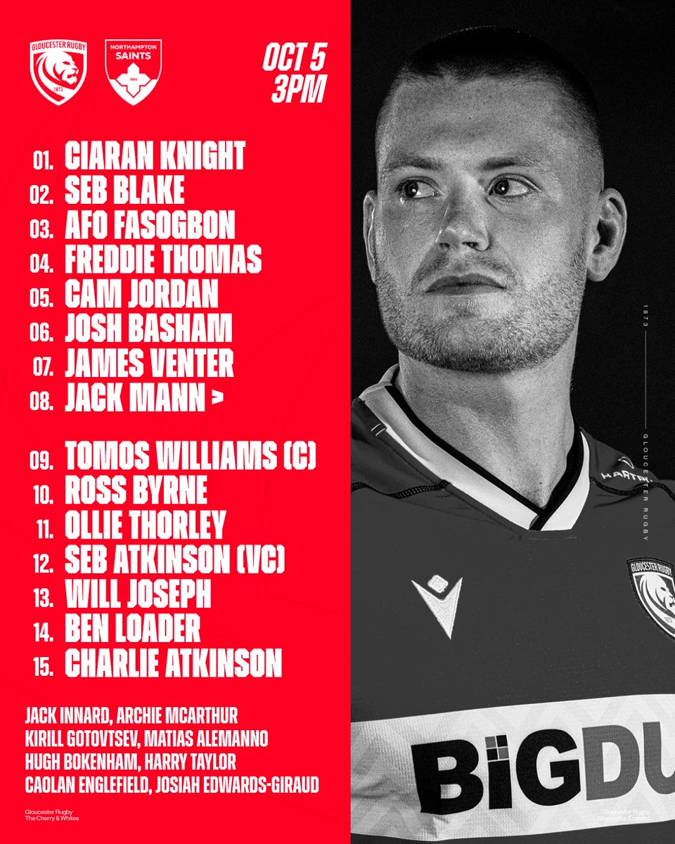 𝗛𝗢𝗟𝗠 𝗖𝗢𝗠𝗜𝗡𝗚 

Your Cherry &amp; Whites to take on <a href="/SaintsRugby/">Northampton Saints 😇</a> at Kingsholm on Sunday afternoon.

🎟️ bit.ly/GlosSaintsTick…

#GLOvNOR | 🍒😇