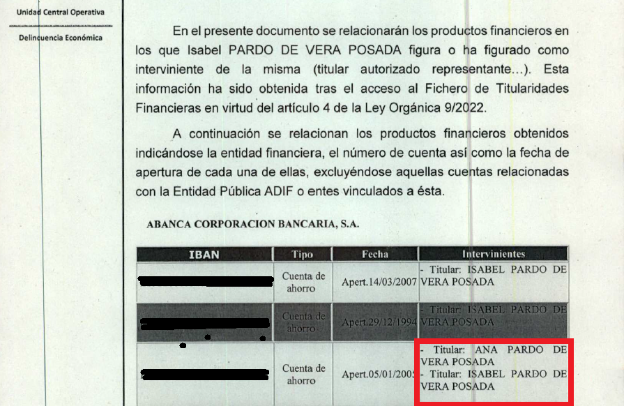 Ana Pardo de Vera comparte cuenta corriente con su hermana, la imputada Isabel Pardo de Vera. 

Una cuenta que la UCO pide investigar por si hubo ingresos de la trama de mordidas de Cerdán, Ábalos y Koldo como "prestación" por adjudicar obras amañadas

#HermanaDateCuenta