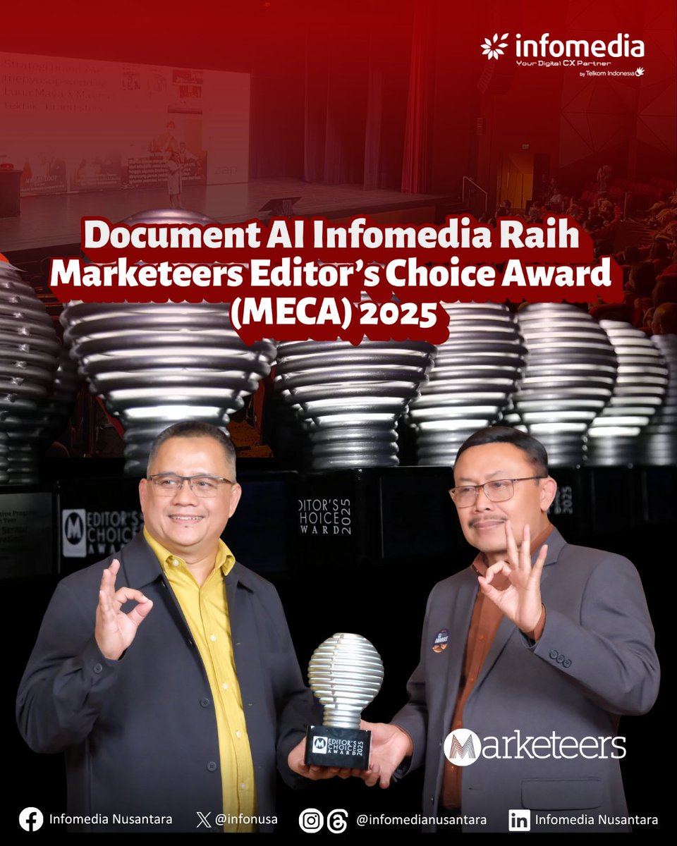 infonusa's tweet image. 🏆 Infomedia raih Marketeers Editor’s Choice Award 2025 berkat inovasi Document AI.
Solusi ini hadir untuk mempercepat pemrosesan dokumen, meningkatkan akurasi, sekaligus mendukung efisiensi bisnis di era digital. 🚀
#Infomedia #DocumentAI #MECA2025