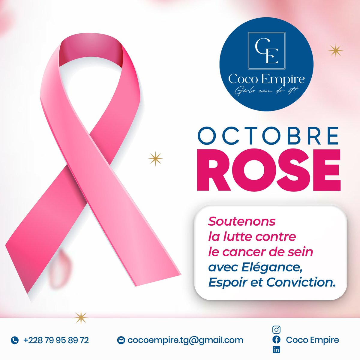 Soutenons la lutte contre le cancer de sein avec Élégance , Espoir et Conviction.