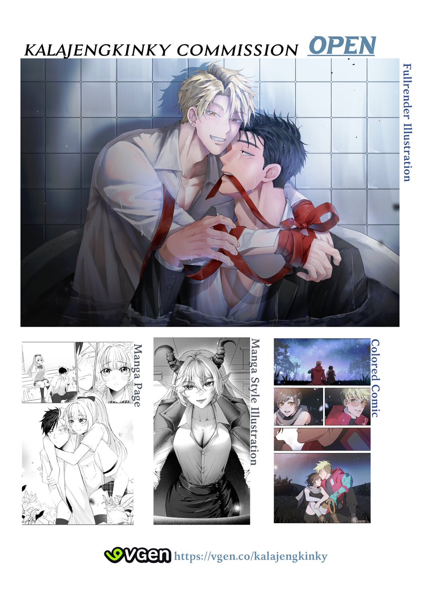 kalajengkinky's tweet photo. ✨OPEN COMMISSION✨

 Hello! my commissions open for comic &amp; illustration!    

I'm accepting orders through VGen &amp; GForm!  
✓VGen🌐: https://t.co/WOcVuh9cES
✓Gform INA 🇮🇩  (IDR): https://t.co/YHBliGp0Tg

Thankyou so much!
 RT &amp; likes are very appreciated💖

#VGenOpen #VgenComm https://t.co/I9NMAz64TB