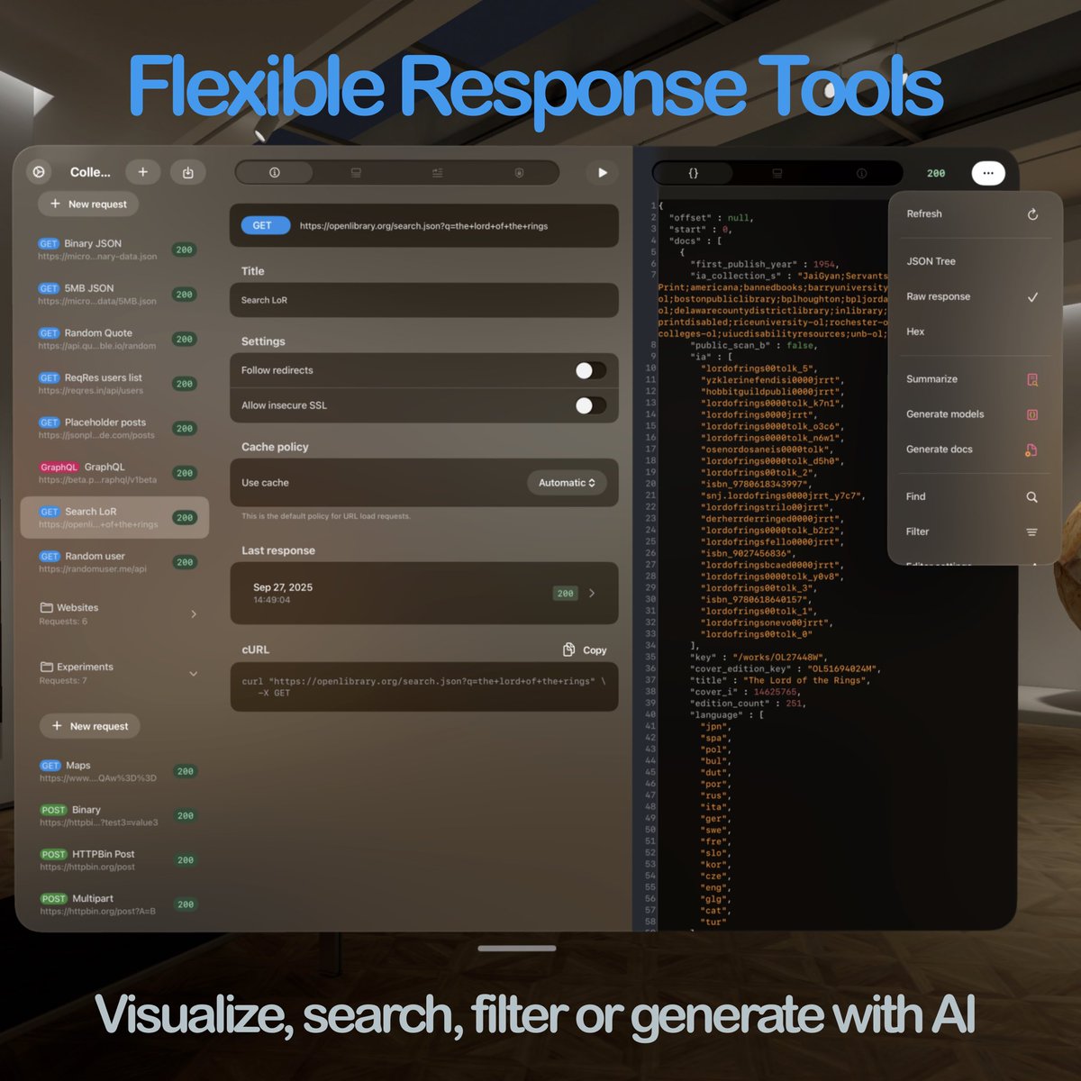 APIOrbitApp's tweet image. You asked how APIOrbit looks on Vision Pro. We thought we'd just show you. 👇
Step into the future of API development. Our fully spatial client for visionOS is here.
#VisionPro #APIOrbit #DeveloperTools #APIOrbit #AppUpdate