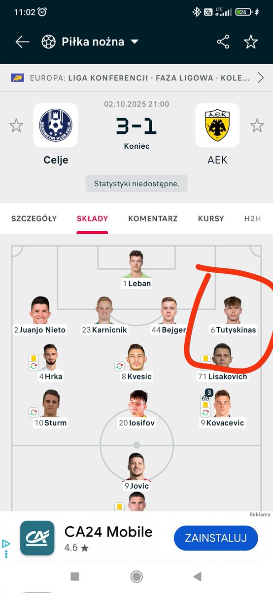 Drugi raz wstawiam post o Artim 😀 ciekawe ile dostaliśmy za niego i co widziała celje, że z rezerwowego zawodnika w 1.lidze zrobiła podstawowego środkowego/lewego obrońcę na poziomie LKE. Tutyskinas to chyba najlepszy przykład, że odchodząc od nas grasz 5x lepiej #łodzianie
