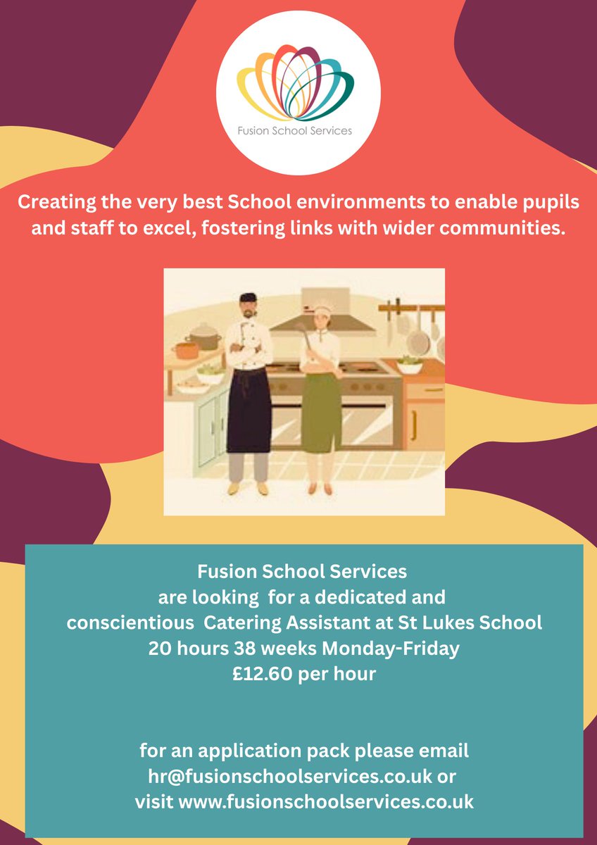 St. Luke's C of E School (@stlukescofe) on Twitter photo 🚨 We’re Hiring – Join the Fusion School Services Team! 🚨
Please see attached current vacancies. For an application pack, email hr@fusionschoolservices.co.uk
 or visit buff.ly/lTizBSw
#HiringNow #SchoolJobs #CleanerJobs #CateringJobs #JoinOurTeam #ExeterJobs 🚨 We’re Hiring – Join the Fusion School Services Team! 🚨
Please see attached current vacancies. For an application pack, email hr@fusionschoolservices.co.uk
 or visit buff.ly/lTizBSw
#HiringNow #SchoolJobs #CleanerJobs #CateringJobs #JoinOurTeam #ExeterJobs