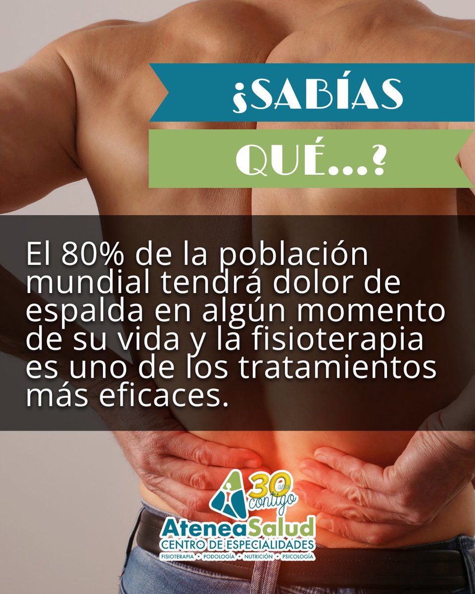 📊 ¿Sabías que…?
El 80% de la población mundial sufrirá dolor de espalda en algún momento de su vida.
La fisioterapia es uno de los tratamientos más eficaces para aliviarlo, prevenir recaídas y mejorar la movilidad.

📞 956 347 902 | 🌐 ateneasaludjerez.com