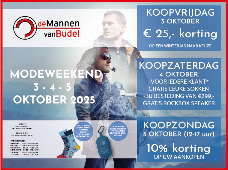 MODEWEEKEND 3-4-5 Oktober bij de Mannen van Budel - mailchi.mp/demannenvanbud…