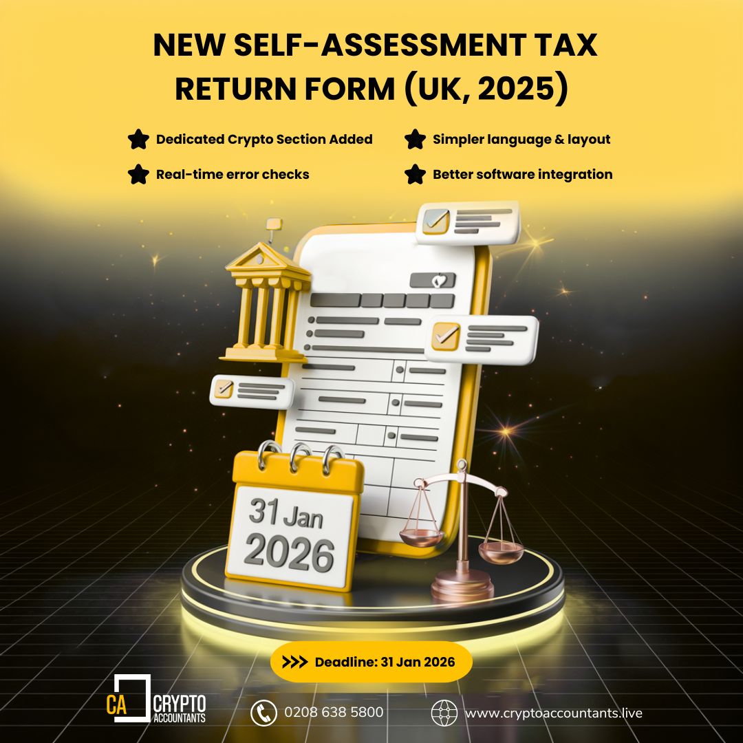 web3_accountant's tweet image. HMRC’s new Self Assessment form (2025/26):

Clearer layout, Dedicated crypto section, Real-time error checks, Software integration.

Crypto income is now in the spotlight. 

Deadline: 31 Jan 2026.

Crypto Accountants help you file correctly. ✅ 

#cryptotax #selfassessment