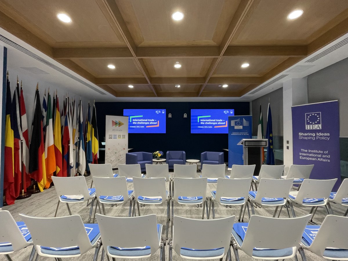 iiea's tweet image. We are kicking off our conference this morning at Europe House in Dublin.

Looking forward to an eventful day with:
🔹 Keynote address: Taoiseach @MichealMartinTD
🔹 Fireside chat: Tánaiste and Minister for Foreign Affairs, Trade, and Defence, @SimonHarrisTD and EU Commissioner…