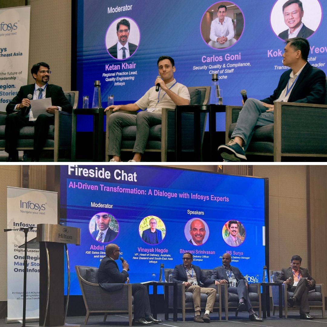 InfosysEvents's tweet image. In partnership with Applitools, Keysight &amp;amp; Perforce, we wrapped up #AIfirstQEMalaysia2025 roundtable with powerful insights on AI-first transformation in #QualityEngineering.
From visionary keynotes to dynamic panels, the day sparked real momentum for innovation.
#InfosysTopaz…
