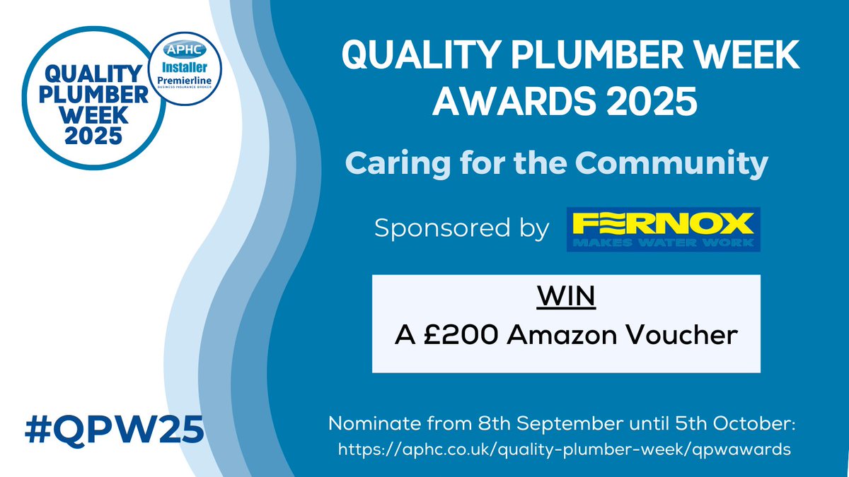 Do you go above and beyond to support your local community? Maybe you raise money for charity, or use your skills to help others?

Why not submit an entry for the Quality Plumber Week 'Caring for the Community' award sponsored by <a href="/Fernox/">Fernox</a> 🤝 

Nominate: zurl.co/eX0iX