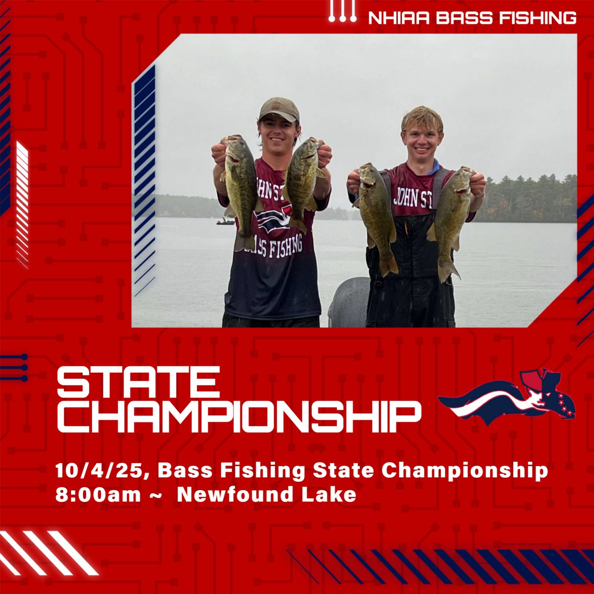 🎣 Best of luck to our bass fishing anglers (Ronnie Martin &amp; Eli Marquardt) as they hit the water at Newfound Lake for the NHIAA State Championships this Saturday morning!

Let’s go out there &amp; reel 'em in! 💪🐟