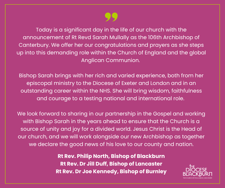 cofelancs's tweet photo. Statement on the appointment of the new Archbishop of Canterbury https://t.co/CrtXDV3FPC