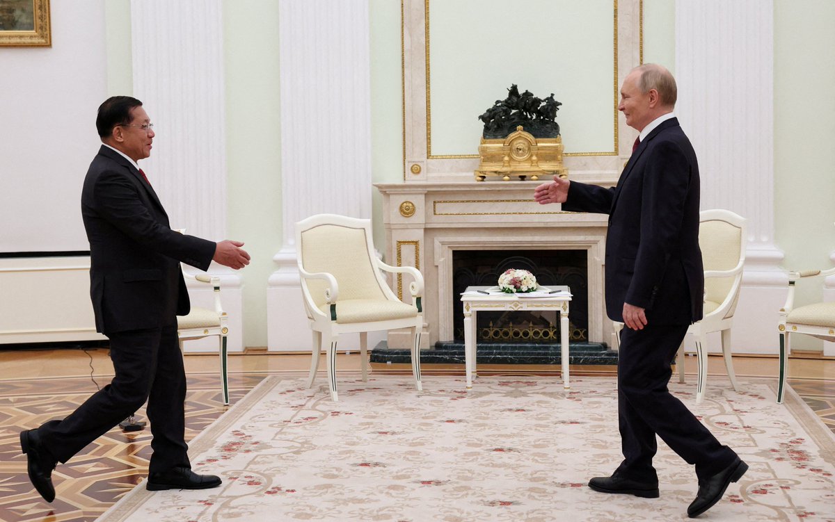 DVB_English's tweet image. In the last six months, Min Aung Hlaing has flown to more countries than he did in the years after he grabbed power in a 2021 coup that ousted an elected civilian government.

Read more english.dvb.no/myanmars-reclu…
#WhatsHappeningInMyanmar
#MilitaryCoupInMyanmar
#russia