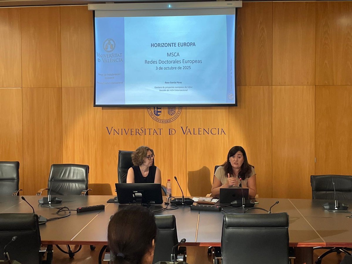 Hui celebrem una jornada informativa sobre #MSCA Doctoral Networks
en col·laboració amb l'Escola de Doctorat Universitat de València
links.uv.es/PjK0Fsi #HorizonEU