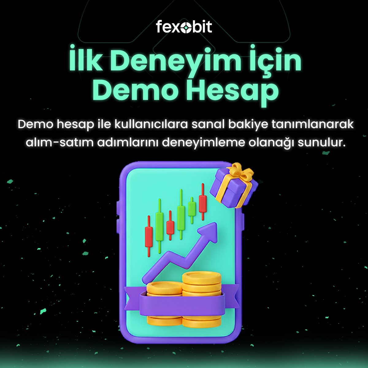 fexobit's tweet image. İlk deneyim için Demo Hesap! 📲
Sanal bakiye ile alım-satım adımlarını kolayca deneyimleme imkânı. 🔍
#Fexobit #KriptoPara #DemoHesap #FexobitAyrıcalıkları