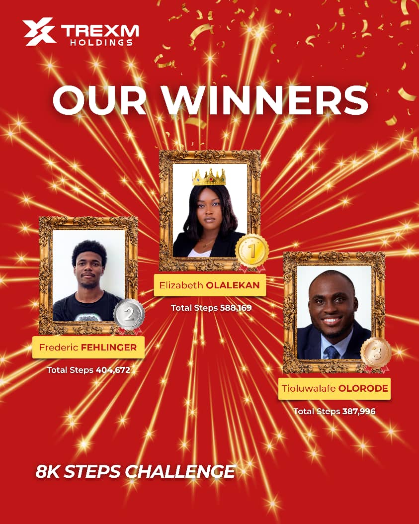 Can you keep up 8K steps daily for a whole month? 

Meet 3 of our #trexstars: Elizabeth Olalekan TIOLUWALAFE OLORODE and Frederic Fehlinger who nailed our 30-Day 8k Walk Challenge.

#trexstars #8kstepschallenge #heart #worldheartday #trexmholdings