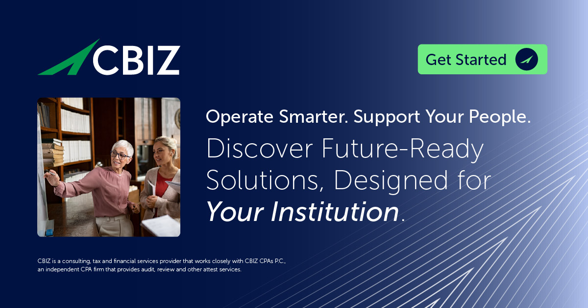 cbz's tweet image. Your campus thrives when your people are supported. CBIZ helps higher ed institutions provide the support students, faculty, and staff deserve with smarter payroll, benefits, and HR solutions.
Ready to be future-ready? Learn more: okt.to/wcqU4W

#HRSolutions