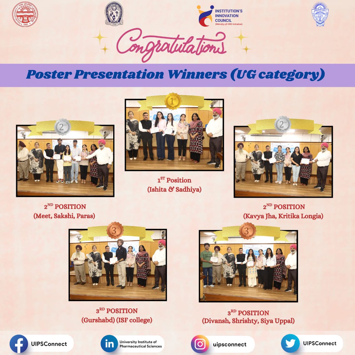 UIPSconnect's tweet image. #uips #panjabuniversitychandigarh
#worldpharmacistsday #thinkhealth
#thinkpharmacist #pharmacist
#iic #postercompitition #pharmacy #congratulations