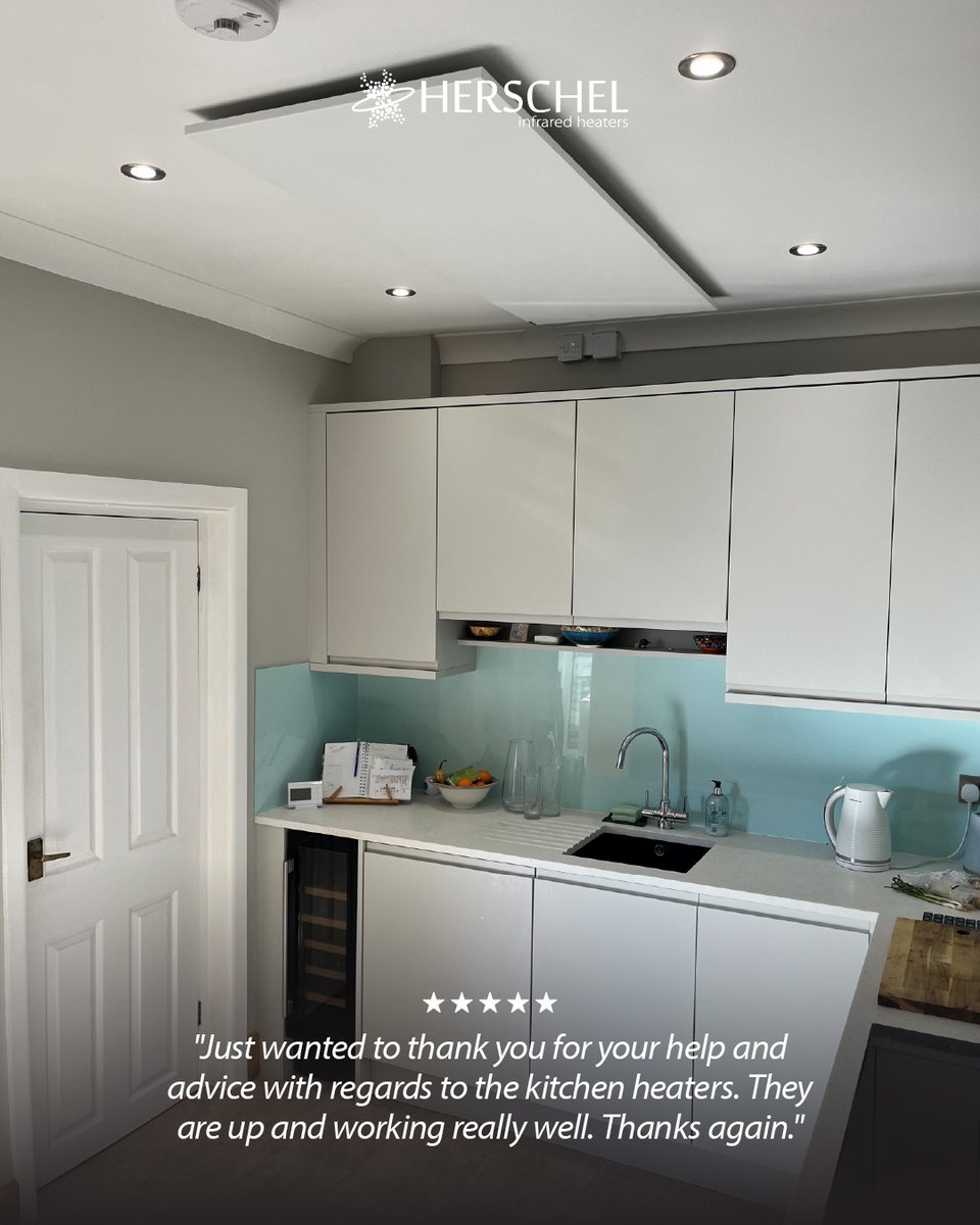herschel_ir's tweet image. Huge thanks to Charlie for sharing these stunning kitchen pics! Our discreet ceiling-mounted Comfort panels keep the space warm while maximising wall &amp;amp; floor space. 🗣️ “They’re up and working really well. Thanks again.” View the range here: herschel-infrared.co.uk/infrared-heati…