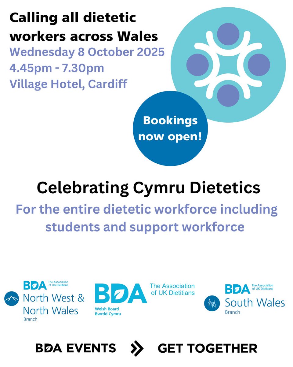 🎉💙 Not long until we celebrate Cymru dietetics - we'd love you to join us and your colleagues across the nation.

Hear from dietitians on advancing together, leading the way, future growth and value-based healthcare.

🎫 Tickets from just £5! Save your seat in the comments.