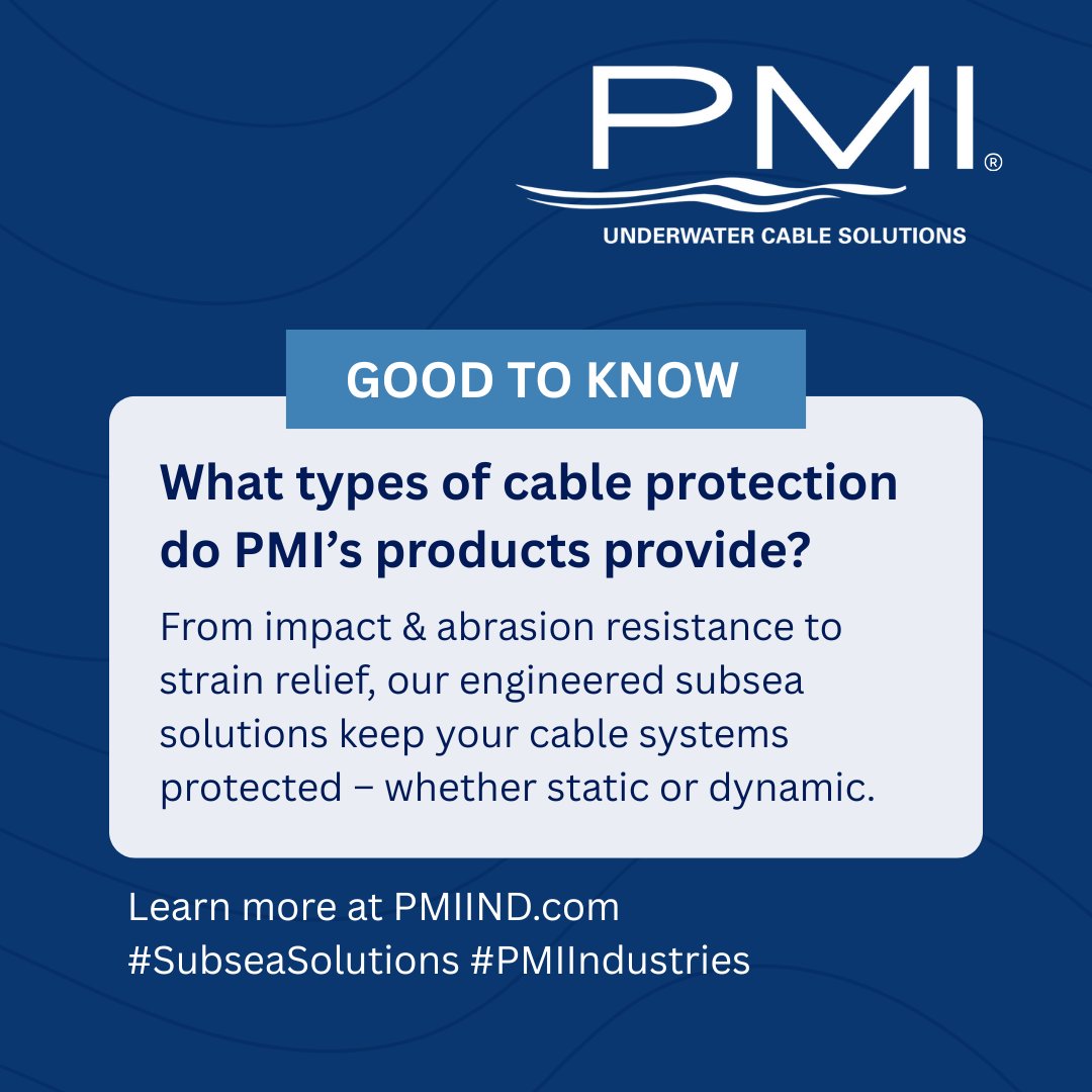 pmiindustries's tweet image. 💡 Good to know: PMI’s engineered subsea solutions protect your cables from impact, abrasion &amp;amp; strain. #PMIGoodToKnow #SubseaSolutions