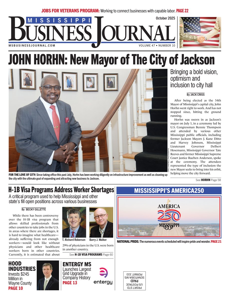 The October edition is out now!

If you haven't already gotten your subscription, you can call our office at 662-843-2700 or go to our website, msbusinessjournal.com today!

#msbusinessjournal #MBJ #Mississippi #ItsYourBusiness #ShareShareShare