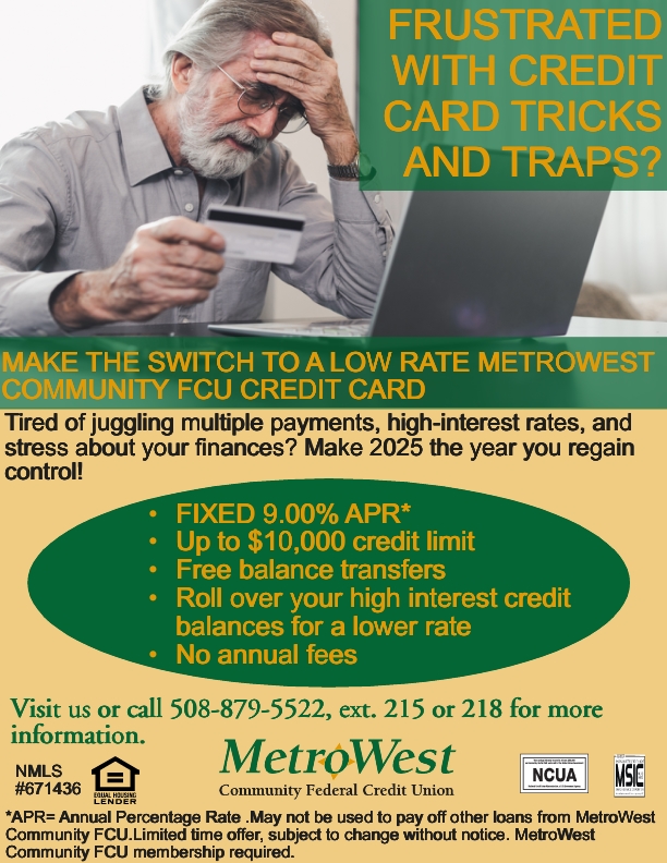 Unlock your financial potential with Metro West Credit Union! Enjoy unbeatable rates as low as 9.00% on our credit cards! Plus, take advantage of easy balance transfers to simplify your payments.  Don't miss out on this opportunity apply today!  mwcfcu.com/card-services #LowRates