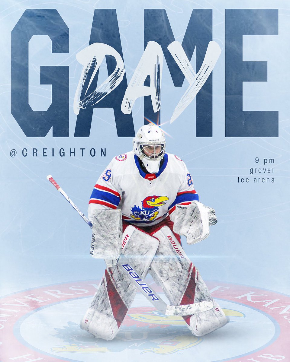 JayhawkHockey's tweet photo. Friday night hockey 🔜
⏱9pm CST
📍Grover Ice Arena, Omaha, NE
#RockChalk #KU #Jayhawkey https://t.co/CsyxDJX6uH