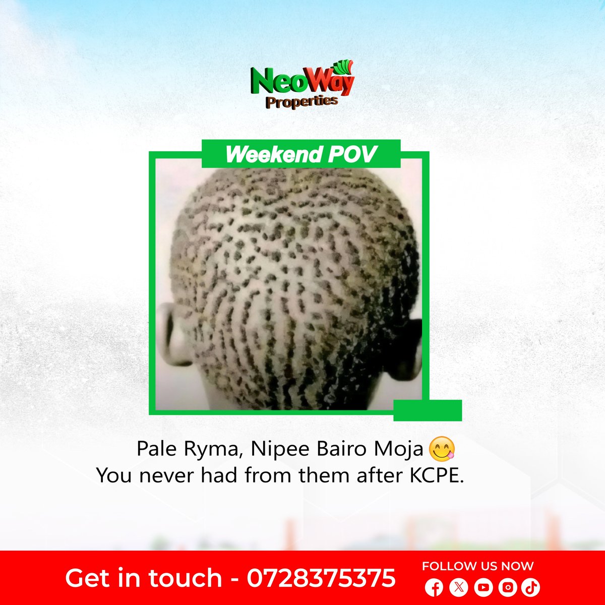Neowayltd's tweet photo. Weekend vibes 🤣 Who remembers pale Ryma with those characters saying, 'Nipee Bairo Moja with a commanding voice? The way they disappeared after KCPEmpaka leo bado tunangoja! 😂✍️ #NeowayProperties #HappyWeekend #BookFreeSiteVisit https://t.co/UaBh9K8GkA