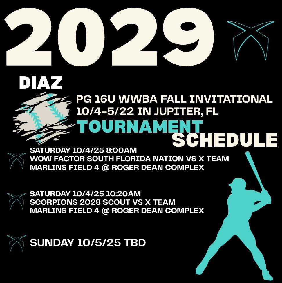 We have two of our teams in action this weekend. The 2027’s are traveling to Fort Myers to compete in the PG WWBA Underclass World Championship and our 2029’s Diaz are heading to Jupiter to compete in the PG 16U WWBA Fall Invitational. Come out and support 🙅⚾️!!!! Good luck!