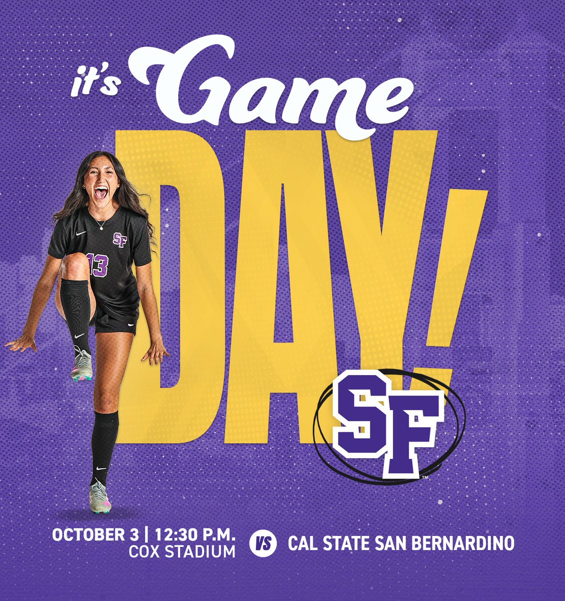 Gameday! Gators start conference action today!

🆚<a href="/csusbathletics/">CSUSB Coyotes</a> 
🕧12:30 pm
📍Cox Stadium
📺 flocollege.com
📊 sfstategators.com/livestats_wsoc
🎟️sfstategators.com/tickets