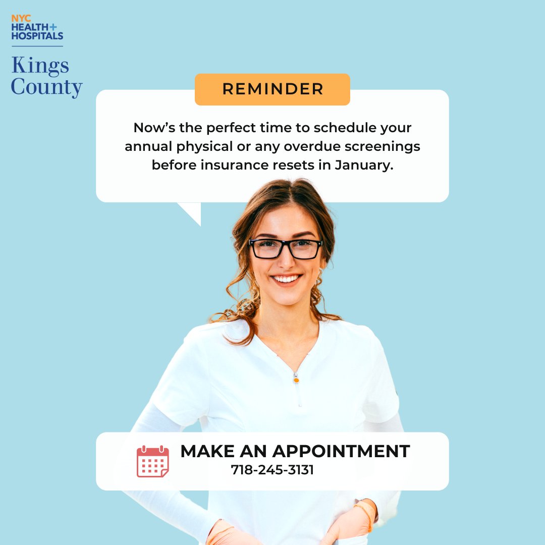 Met your deductible? Now’s the perfect time to schedule your annual physical or any overdue screenings before insurance resets in January. Stay healthy and save money—don’t wait until spots fill up! 🩺✅