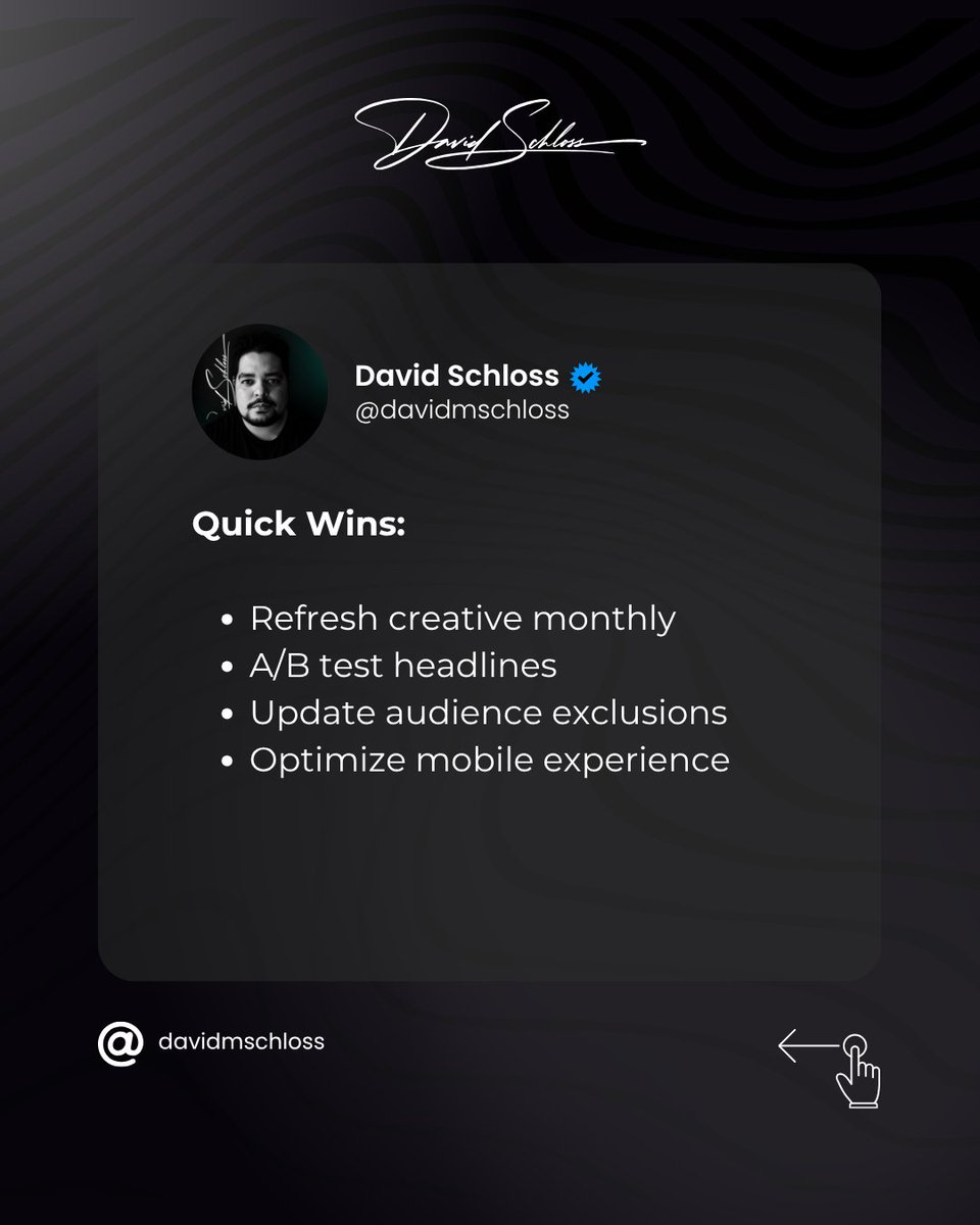 davidmschloss's tweet image. 7/9

💡 Want some quick wins?

Here’s what gets fast results:

#QuickWins #AdOptimization