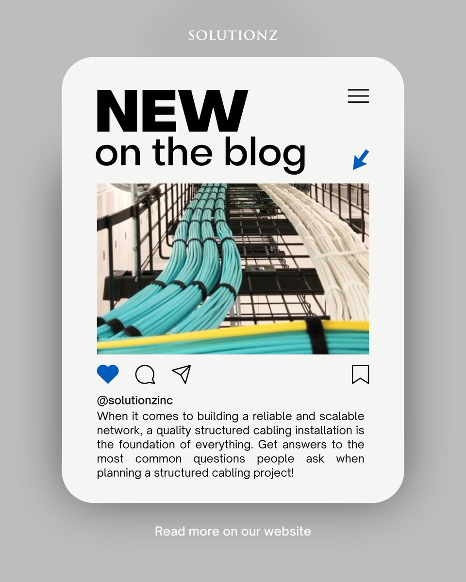 SolutionzInc's tweet image. A reliable structured cabling system is the backbone of performance, scalability, and future growth. Check out our latest blog to see the key questions every organization should ask before starting a cabling project. bit.ly/4pR1Kfb
#FutureReady #StructuredCabling