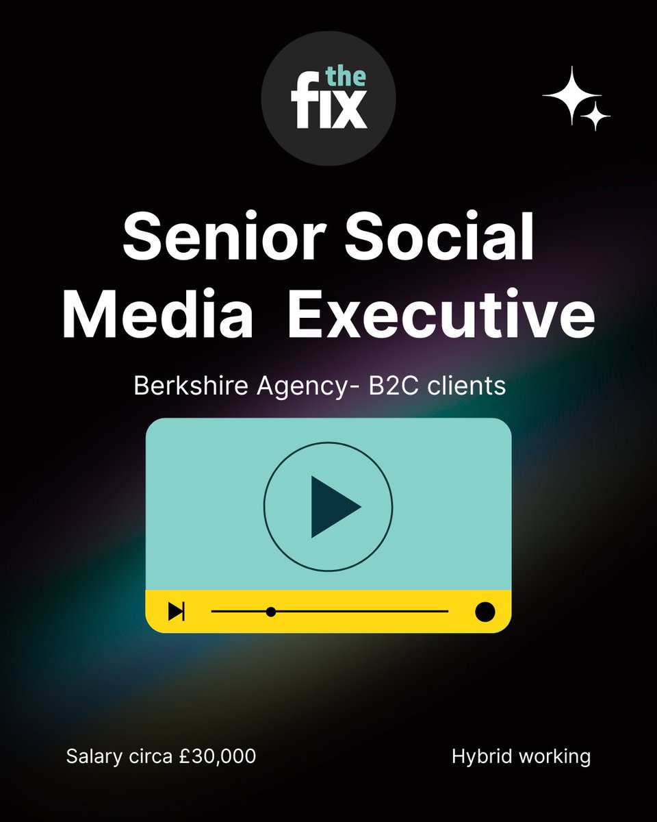 TheFixCreative's tweet image. We’re looking for a Senior #SocialMedia Executive to take the reins on campaigns for our clients across #b2C #hospitality &amp;amp; lifestyle 🚀.
clients.

💻 Hybrid role | Berkshire (2-3 days on site)
💸 Salary: £30K+

Email claire@thefixcreative.co.uk