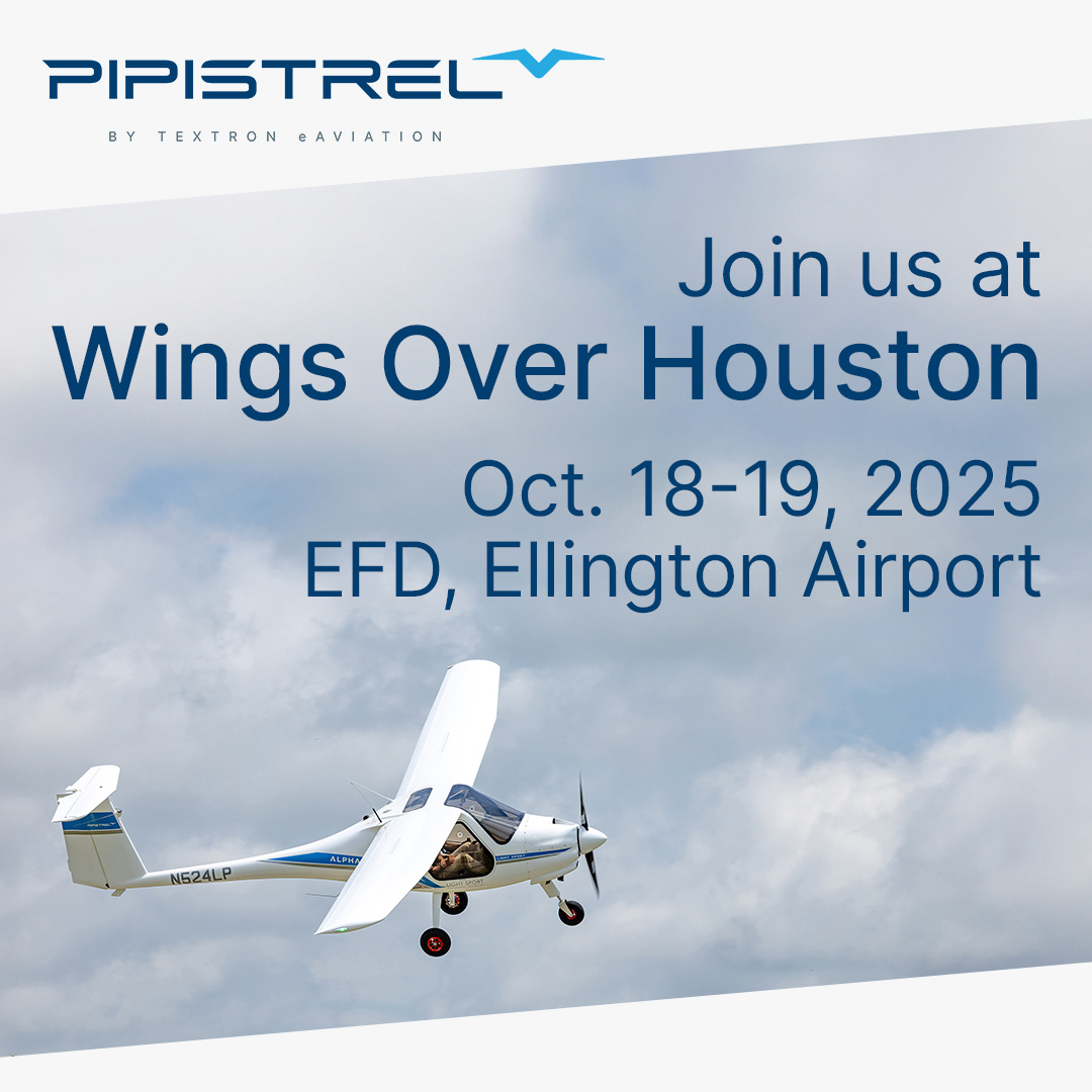 pipistrelEU's tweet image. Join us at Wings Over Houston Oct. 18-19. ✈️ We&apos;re showcasing the Pipistrel Alpha Trainer, a high performance and efficient aircraft designed for smarter flight training — with demos available before and after the event.
#Pipistrel #TextroneAviation #AlphaTrainer