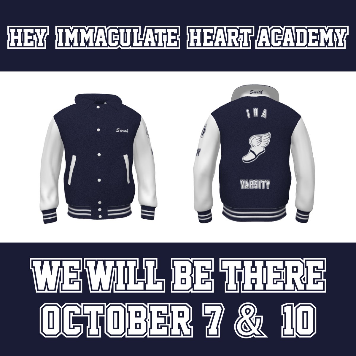 USAJackets's tweet image. Hey, IHA! We’ll be at your school on October 7th and 10th! Find your perfect fit and design the jacket of your dreams. #VarsityStyle #UnitedSportApparel #VarsityJacket #MadeInTheUSA