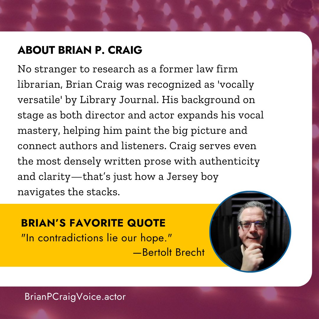 PANApplause celebrates Brian P. Craig!
brianpcraigvoice.actor

Attention All PANA members:
We would love to spotlight YOU! 
Go2: bit.ly/panapplause
PANApplause is proudly sponsored by <a href="/AethonBooks/">Aethon Books</a>: "Science Fiction and Fantasy at its best"
#audiobooks #narrator