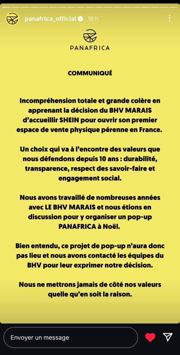 <a href="/GrablyR/">Raphael Grably</a> La marque <a href="/panafrica_/">PANAFRICA</a> a annoncé hier renoncer à son pop-up de Noël au <a href="/leBHVmarais/">LE BHV MARAIS</a> également