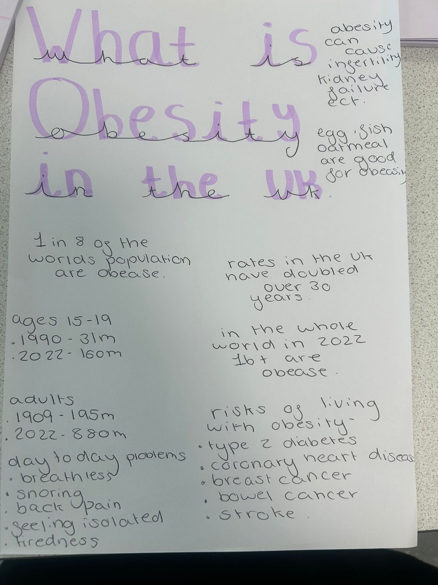 PATCarletonHigh's tweet photo. This week in hospitality and catering Year 10 students have been researching & developing their recognition of Obesity in the UK with some great facts sourced!
#CHShospitality #mindmaps https://t.co/vMpqxa55Tr