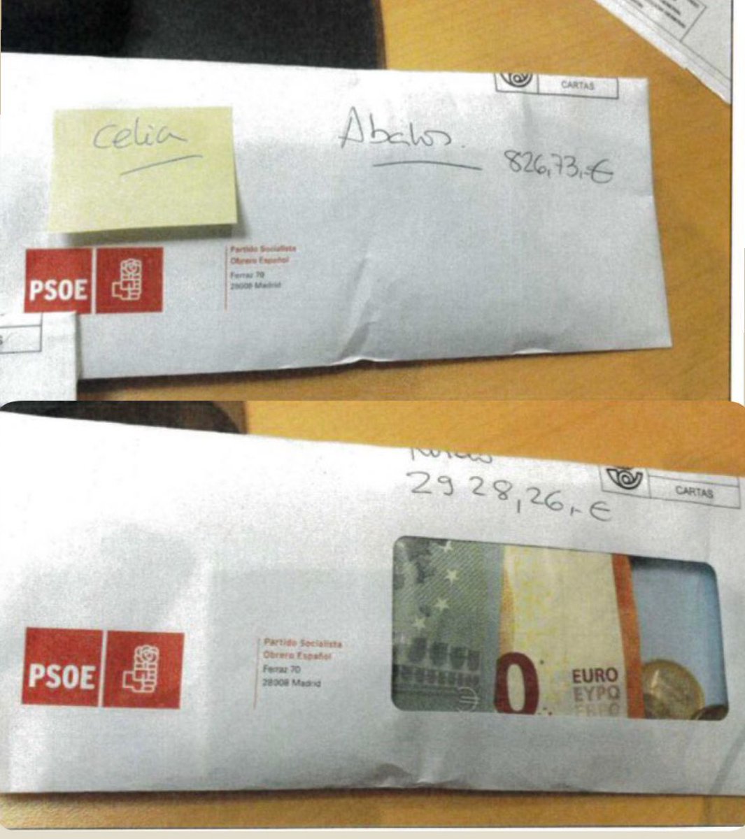 La UCO anuncia que el PSOE pagaba con sobres llenos de billetes a Ábalos y Koldo de forma ilegal y muestra las fotos.
EL PSOE ES UNA ORGANIZACIÓN CRIMINAL Y TIENEN QUE ACABAR TODOS EN LA CÁRCEL, EMPEZANDO POR PEDRO SÁNCHEZ.