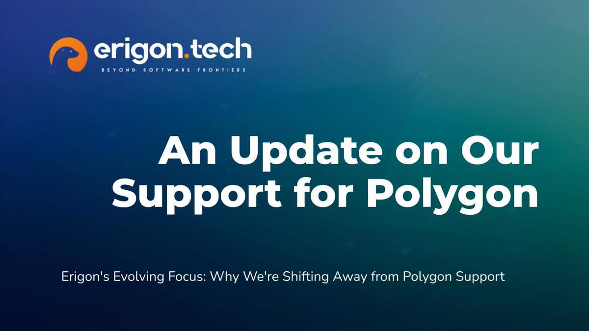 ErigonEth's tweet image. 📢Erigon is discontinuing official support for Polygon!

Find out why we&apos;re shifting our focus and what this means for Erigon users.:Important info on snapshots, existing issues, and migrating to Polygon&apos;s Erigon fork. 

Read the full update here: erigon.tech/an-update-on-o……