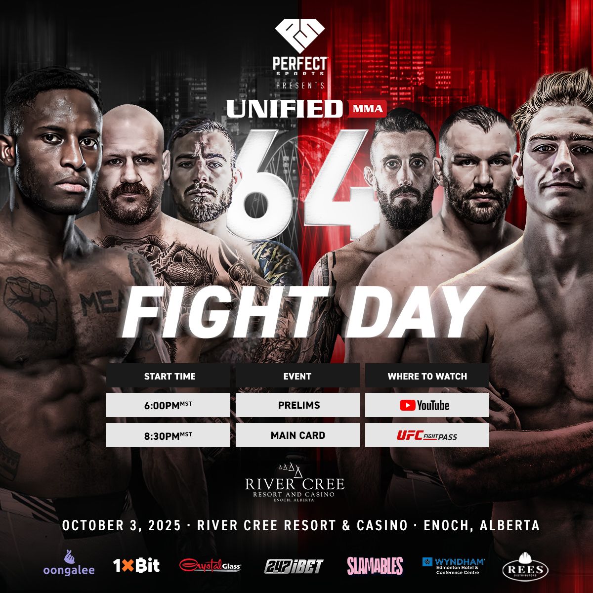 ❗ IT'S FIGHT DAY IN YEG ❗

Tonight, Canada's hottest combat sports promotion is bringing the 🔥 to the SOLD-OUT <a href="/RiverCreeCasino/">River Cree Resort</a> in Edmonton, LIVE worldwide on <a href="/UFCFightPass/">UFC FIGHT PASS</a> 👊🏽 #Unified64