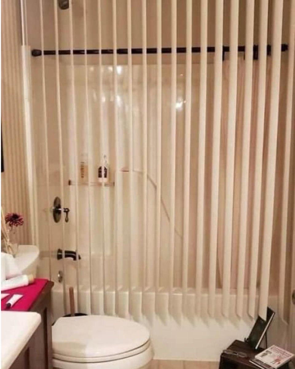 This homeowner has repurposed the pesky vertical blinds... 😂🚿

#ThingsRealtorsHopeNotToSee  #nebraskarealty #teambober #NR2025