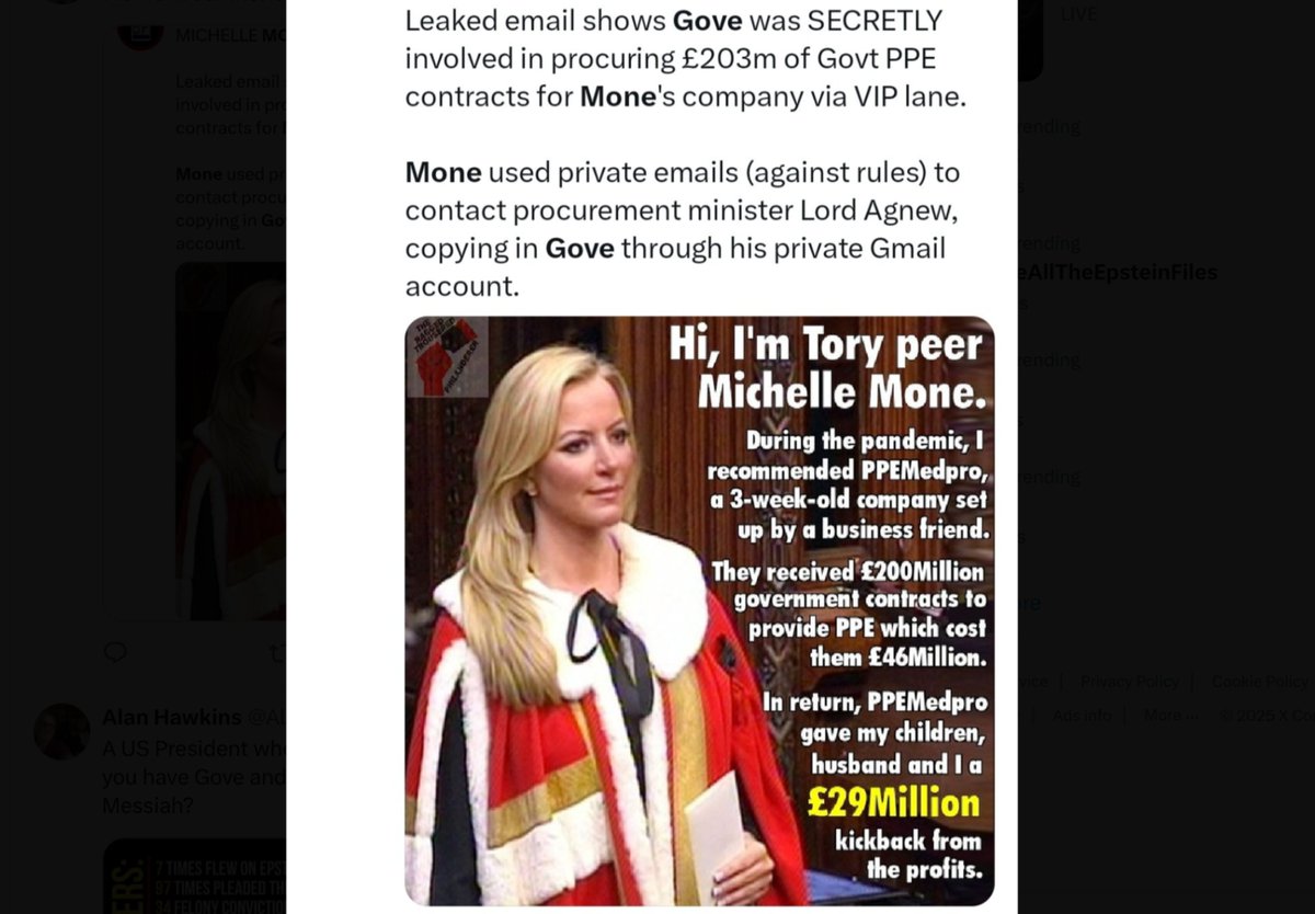 BraidseaQuine's tweet image. The Tory party gave £Billions to their mates and family members for unusable PPE and dodgy contracts.
They profiteered while people died.
They should all be in jail! 🤬

#ToryPPEScandal #ToryCorruption #LockThemUp
