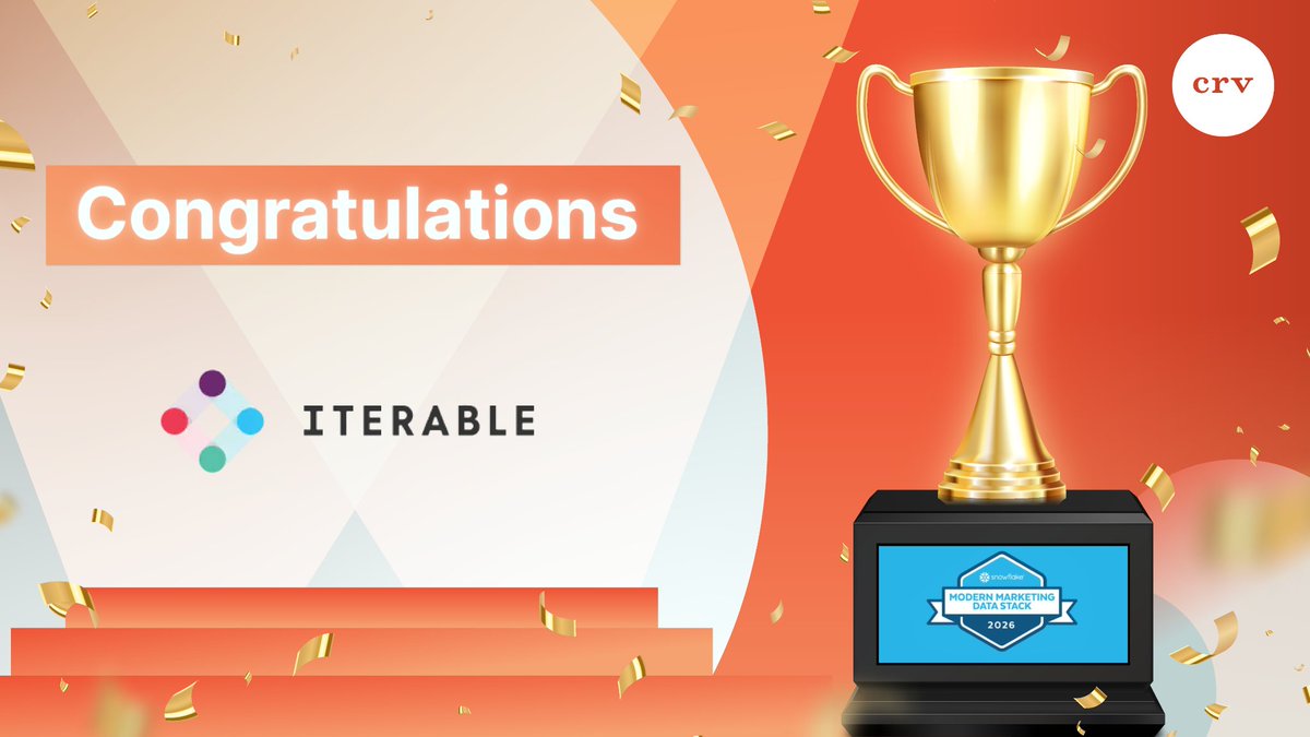 CRV's tweet image. Thrilled to see @Iterable recognized as a leader in activation and delivery in @Snowflake&apos;s 2026 Modern Marketing Data Stack Report. 🏆