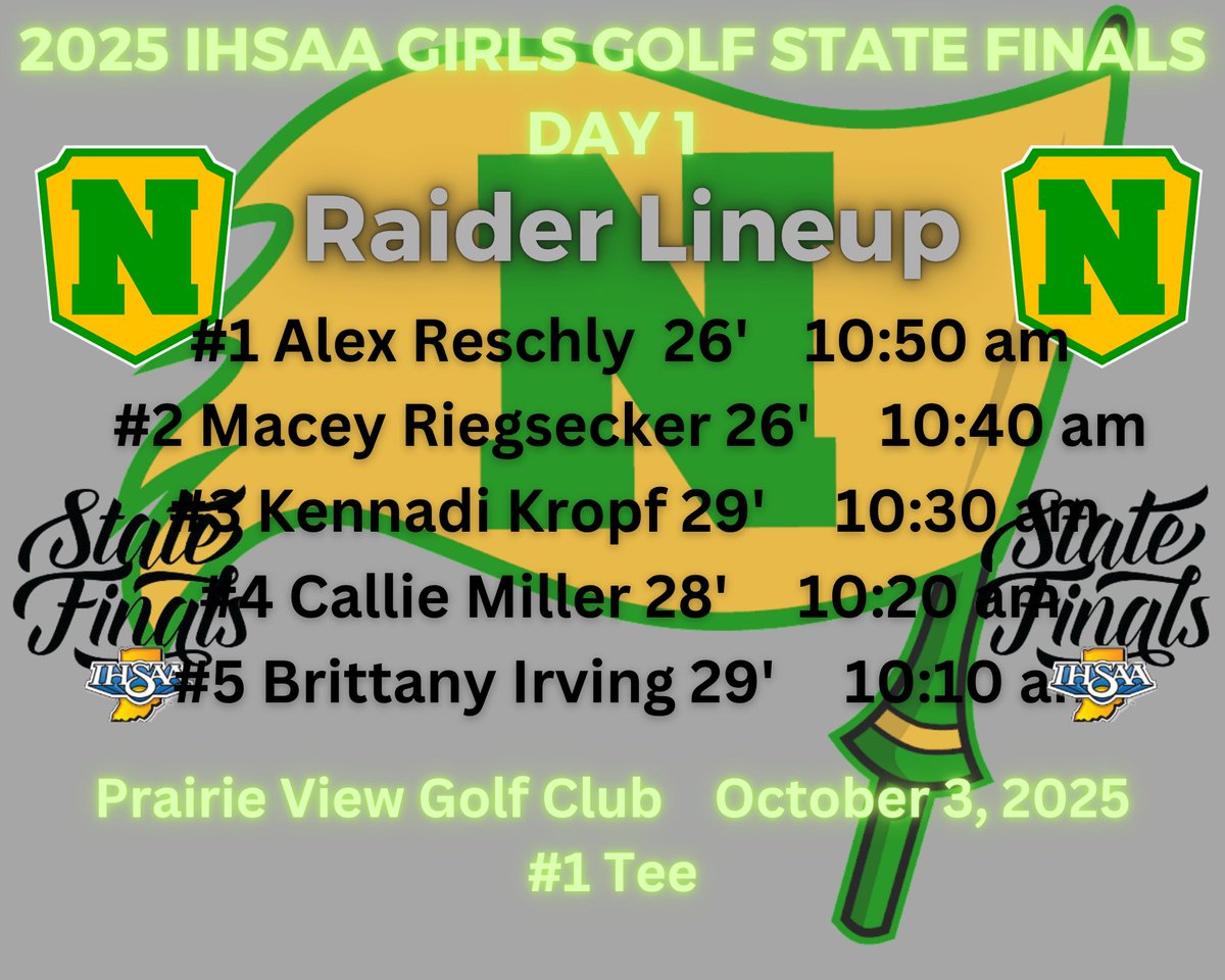 Raiders tee it up today at the Girls Golf State Finals! Let's go Raiders!