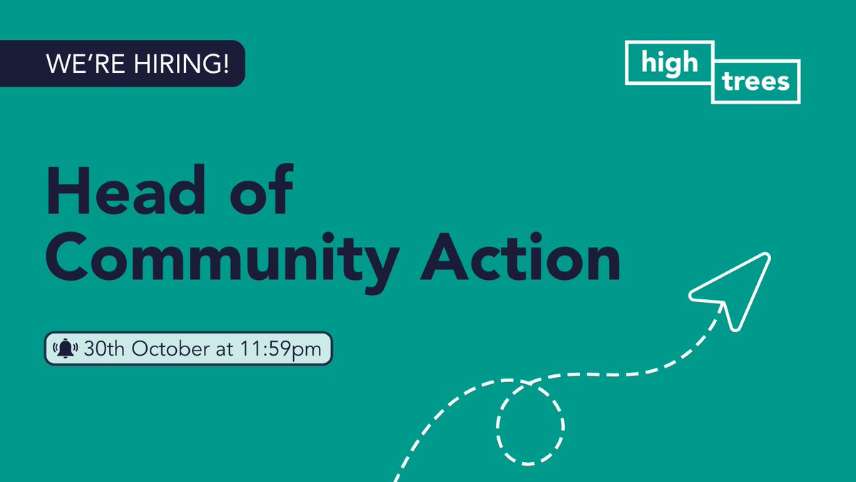 HighTreesCDT's tweet image. Join our team! 🌟 We’re looking for a Head of Community Action to lead work focusing on social action, capacity building and strengthening community voice.

⏰Apply by 30th October
🔗 bit.ly/4gPCMIW

#HiringNow #CharityJobs